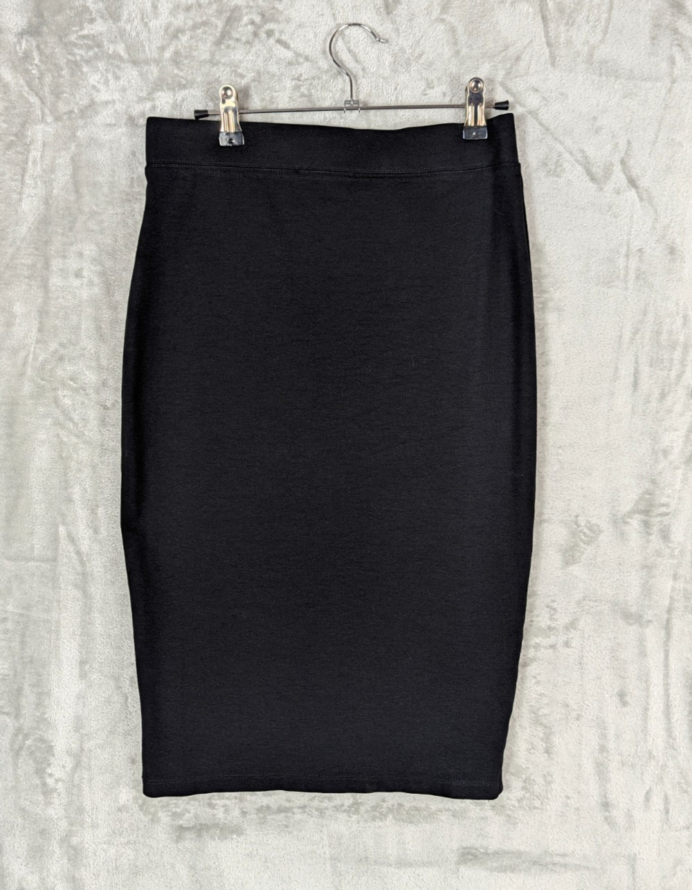Iris Los Angeles Womens Midi Skirt Medium Black Pencil Pull on Waist Stretch